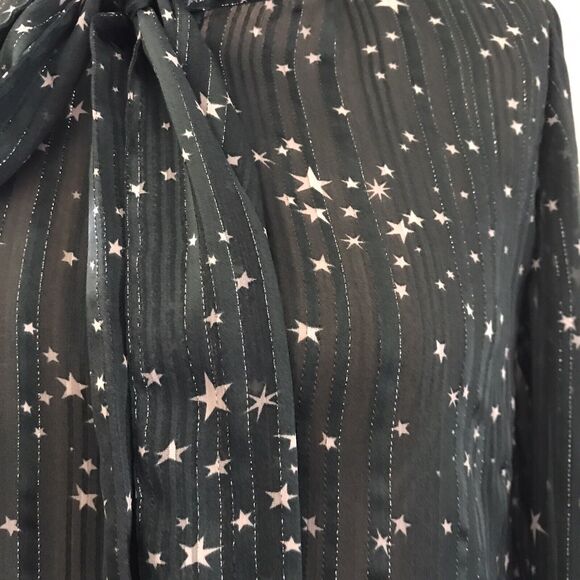 Modcloth Green Striped Star Long Sleeve Whimsigoth Retro Blouse Shirt Top - S - Picture 5 of 10